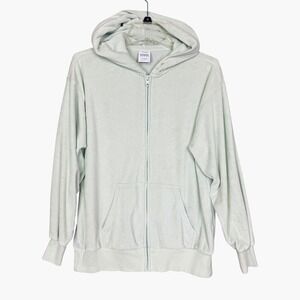Tna Aritzia Towel Terry Boyfriend Zip Up Hoodie XS Mint‎ Green Oversized Hooded